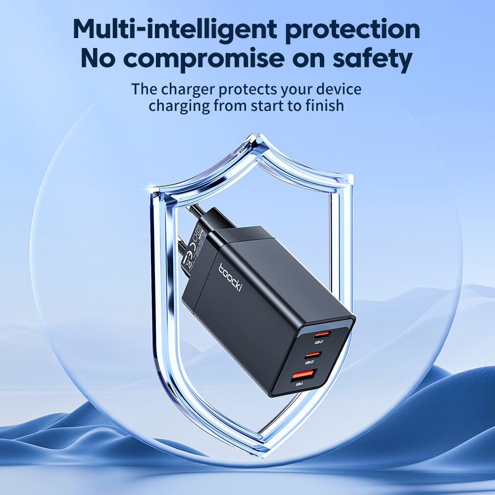 TOOCKI PD 67W Fast Charging Adapter Dual Type-C+1 USB-A GaN Wall Charger TOOCKI PD 67W Fast Charging Adapter Dual Type-C+1 USB-A GaN Wall Charger